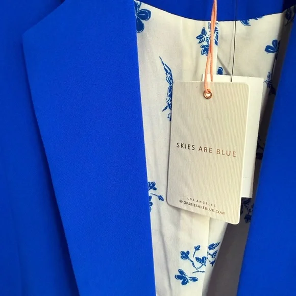 Skies Are Blue Vibrant Blue Women's Blazer - Picture 5 of 12